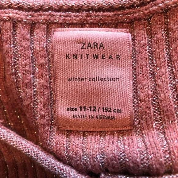 Zara knitwear winter collection sparkle hetallic knit crop cardigan size 11-12. - Picture 3 of 3